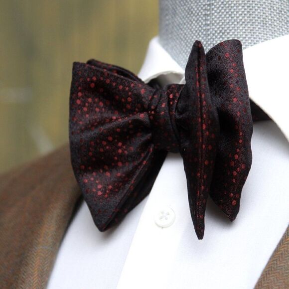 Men's Self-tied Bow Tie Black Silk Bow tie Big Butterfly Bow tie S668 - Picture 8 of 11